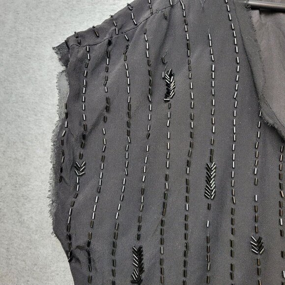 Eileen Fisher Womens Silk Top Size Medium Beaded Blouse Black Arrow Design Shirt - Picture 7 of 16